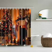 Load image into Gallery viewer, Lighted Christmas Shower Curtain Printed Happy New Year Santa Claus Red Waterproof Curtains for Shower Bathroom Christmas Decor
