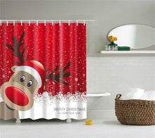Load image into Gallery viewer, Lighted Christmas Shower Curtain Printed Happy New Year Santa Claus Red Waterproof Curtains for Shower Bathroom Christmas Decor
