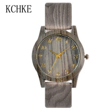 Load image into Gallery viewer, KCHKE 2020 Black/Coffee/Beige Dial Natural Bamboo Wood Watch Men Women Genuine Leather Wooden Clock Male hour Reloj de madera
