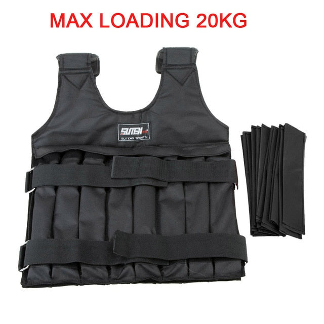 SUTEN 20kg/50kg Loading Weighted Vest For Boxing Training Workout Fitness Equipment Adjustable Waistcoat Jacket Sand Clothing