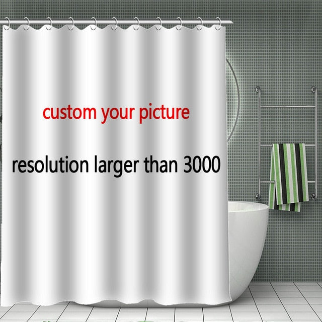 11.11 HOT SALE Print Your Pattern, Custom Bamboo Shower Curtain Polyester Fabric Bath Curtain Waterproof With Hook For Bathroom
