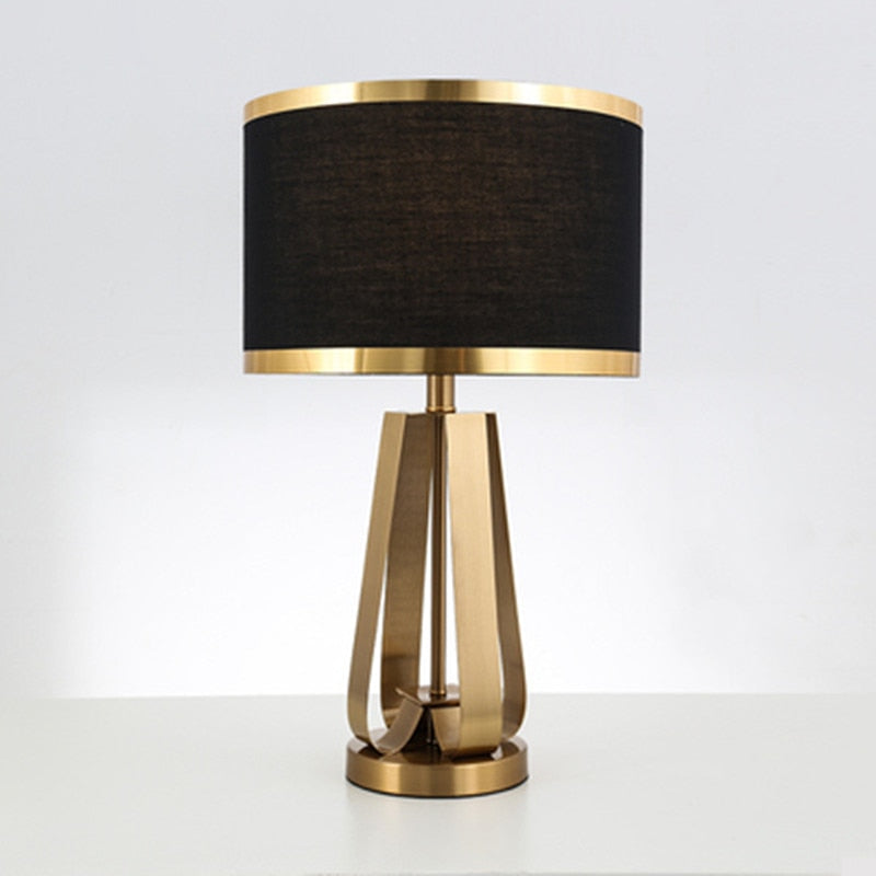 nordic elegant black lampshade gold table lamp for living room bedroom office design deco desk lamps fabric metal led luminaire