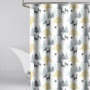 Modern Shower Curtains Geometric Flowers Cartoon Bath Curtain Cortina Waterproof Polyester For Bathroom with 12pcs Plastic Hooks