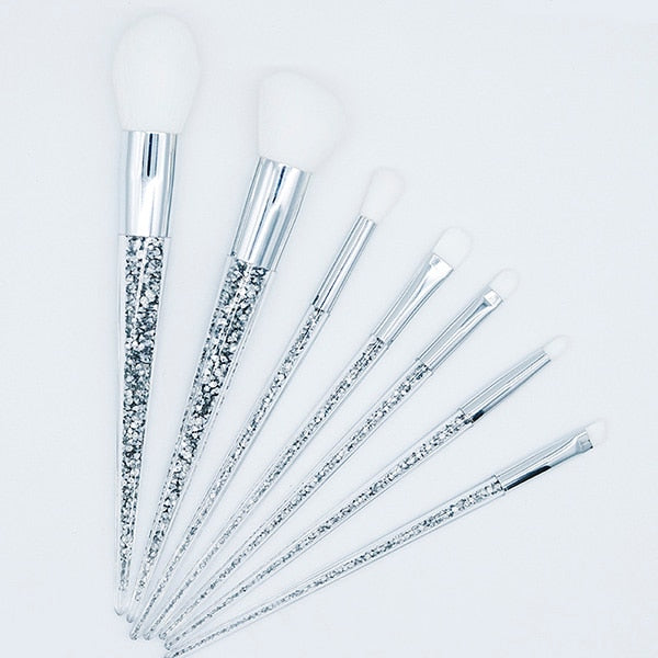 New 7pcs Sliver Diamond Unicorn Crystal Makeup Brushes Set Foundation Blending Powder Eye Face Brush Makeup Tool Kit maquillaje