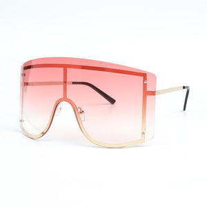Oversized Women Blue Yellow Gradient Sunglasses Fashion Rimless Metal Female Shades Luxury Brand Designer Personality Eyewear