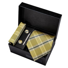Load image into Gallery viewer, Gold Men Tie Paisley Silk Tie Pocket Square Gift Box Set Barry.Wang Luxury Designer Neck Tie For Men Male Gravat BB-5150
