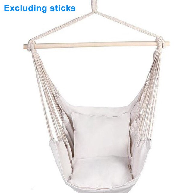 Hanging Hammock Chair Home Garden Outdoor Swing Travel Camping Indoor Portable Relaxation Furniture With Cushion Canvas Bedroom