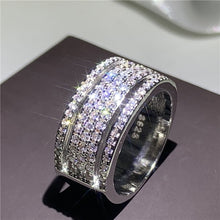 Load image into Gallery viewer, Handmade Eternity Promise ring 925 Sterling silver AAAA cz Engagement Wedding Band Rings for women Men Finger Party Jewelry
