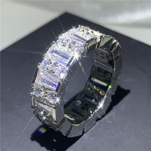 Handmade Eternity Promise ring 925 Sterling silver AAAA cz Engagement Wedding Band Rings for women Men Finger Party Jewelry