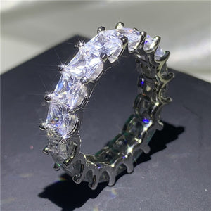 Handmade Eternity Promise ring 925 Sterling silver AAAA cz Engagement Wedding Band Rings for women Men Finger Party Jewelry
