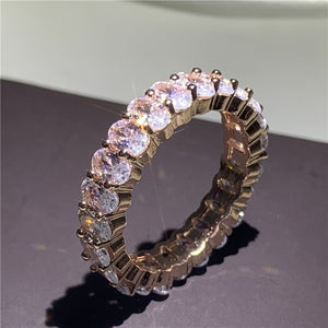 Handmade Eternity Promise ring 925 Sterling silver AAAA cz Engagement Wedding Band Rings for women Men Finger Party Jewelry