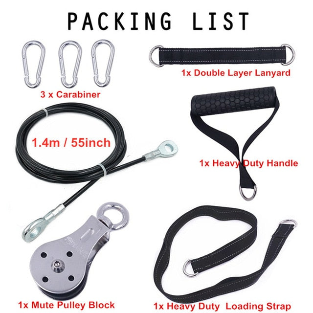 Fitness DIY Pulley Cable Machine Attachment System Arm Biceps Triceps Blaster Hand Strength Trainning Home Gym Workout Equipment