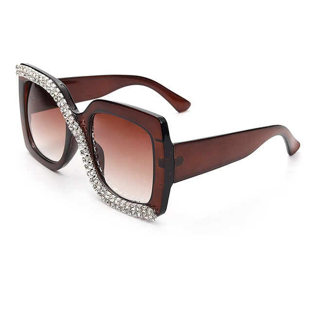 Square Rhinestone Sunglasses Women 2020 Luxury Vintage Oversized Sunglasses Unique One Piece Diamond Glasses Shades gafas de sol