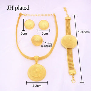 Jewelry sets African 24k gold for women Dubai bridal party wedding gifts Round Necklace Bracelet earrings ring set jewellery