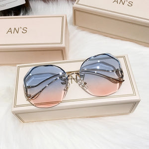 MS 2020 New Women Sunglasses Rimless UV400 Brand Designer High Quality Gradient Sun Glasses Female oculos With Box