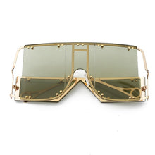 Load image into Gallery viewer, Fashion Square Sunglasses Women New Oversized Mirror Men Shades Glasses Luxury Brand Metal Rivet Trend Unique Female Eyewear
