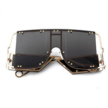 Load image into Gallery viewer, Fashion Square Sunglasses Women New Oversized Mirror Men Shades Glasses Luxury Brand Metal Rivet Trend Unique Female Eyewear
