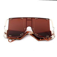Load image into Gallery viewer, Fashion Square Sunglasses Women New Oversized Mirror Men Shades Glasses Luxury Brand Metal Rivet Trend Unique Female Eyewear
