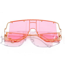 Load image into Gallery viewer, Fashion Square Sunglasses Women New Oversized Mirror Men Shades Glasses Luxury Brand Metal Rivet Trend Unique Female Eyewear
