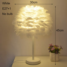 Load image into Gallery viewer, Modern Table Lamp Goose Feather Beside Lamp Nightstand Lights Bedroom Living Room Makeup Table Art Deco Vanity Light 90-260V
