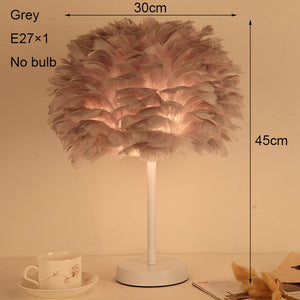 Modern Table Lamp Goose Feather Beside Lamp Nightstand Lights Bedroom Living Room Makeup Table Art Deco Vanity Light 90-260V