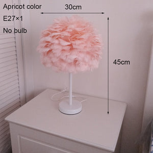 Modern Table Lamp Goose Feather Beside Lamp Nightstand Lights Bedroom Living Room Makeup Table Art Deco Vanity Light 90-260V