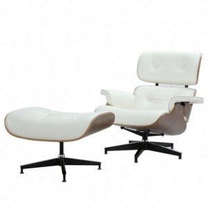 Furgle Mid-Century Lounge Chair&Ottoman Premium Quality Real Leather wood Reproduction Style Sofa for Living/Dining Room Bedroom