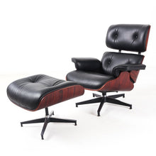 Load image into Gallery viewer, Furgle Mid-Century Lounge Chair&amp;Ottoman Premium Quality Real Leather wood Reproduction Style Sofa for Living/Dining Room Bedroom
