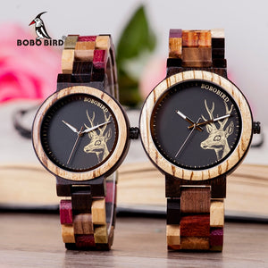 BOBO BIRD Luxury Lovers' Wooden Couple Watches Men Women Handmade Quartz Wristwatches Gifts item relogio masculino Dropshipping