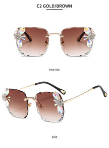 sunglasses women 2020 new fashon Vinage Sqaure luxury glasses Rimless rhinesotne sunglasses Shades For Women Summer oculos
