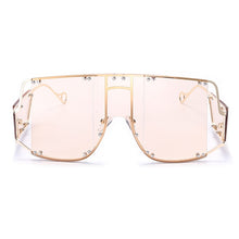 Load image into Gallery viewer, Fashion Square Sunglasses Women New Oversized Mirror Men Shades Glasses Luxury Brand Metal Rivet Trend Unique Female Eyewear
