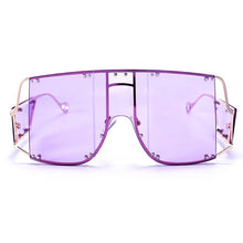 Load image into Gallery viewer, Fashion Square Sunglasses Women New Oversized Mirror Men Shades Glasses Luxury Brand Metal Rivet Trend Unique Female Eyewear
