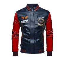 Load image into Gallery viewer, New Men Leather Jacket 2020 Brand Embroidery Baseball PU Jackets Male Casual Luxury Winter Warm Fleece Pilot Bomber Jacket Coat
