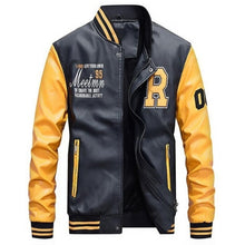 Load image into Gallery viewer, New Men Leather Jacket 2020 Brand Embroidery Baseball PU Jackets Male Casual Luxury Winter Warm Fleece Pilot Bomber Jacket Coat
