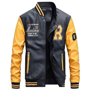 New Men Leather Jacket 2020 Brand Embroidery Baseball PU Jackets Male Casual Luxury Winter Warm Fleece Pilot Bomber Jacket Coat