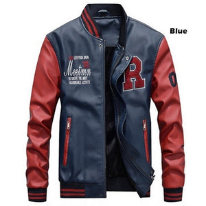 New Men Leather Jacket 2020 Brand Embroidery Baseball PU Jackets Male Casual Luxury Winter Warm Fleece Pilot Bomber Jacket Coat