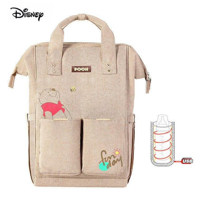 DISNEY Multifunction Large Capacity Nappy Diaper Backpack Minnie Mickey Baby Mother Bag Maternity Backpack Winnie the Pooh Bear