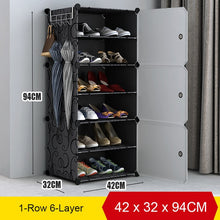 Load image into Gallery viewer, Multi-cube Shoe Cabinet Modular Home DIY Storage Organizer Bedroom Wordrobe Closet Plastic Shoe Rack with Umbrella Hanger
