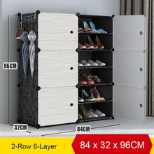 Load image into Gallery viewer, Multi-cube Shoe Cabinet Modular Home DIY Storage Organizer Bedroom Wordrobe Closet Plastic Shoe Rack with Umbrella Hanger

