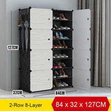 Load image into Gallery viewer, Multi-cube Shoe Cabinet Modular Home DIY Storage Organizer Bedroom Wordrobe Closet Plastic Shoe Rack with Umbrella Hanger
