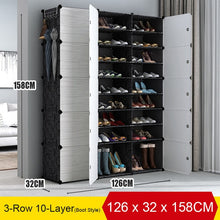 Load image into Gallery viewer, Multi-cube Shoe Cabinet Modular Home DIY Storage Organizer Bedroom Wordrobe Closet Plastic Shoe Rack with Umbrella Hanger
