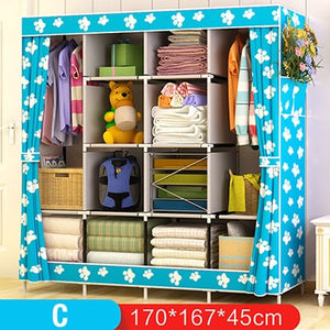 On Sale Modern Simple Wardrobe Fabric Folding Cloth Storage Cabinet DIY Assembly Easy Install Reinforcement Wardrobe Closet