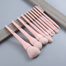 Load image into Gallery viewer, FLD 10pcs Natural Hair Colorful Makeup Brushes Professional Foundation Powder Blush Eyeshadow Eyebrow Kabuki Blending Brush Set
