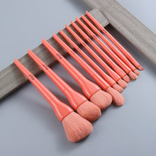 Load image into Gallery viewer, FLD 10pcs Natural Hair Colorful Makeup Brushes Professional Foundation Powder Blush Eyeshadow Eyebrow Kabuki Blending Brush Set
