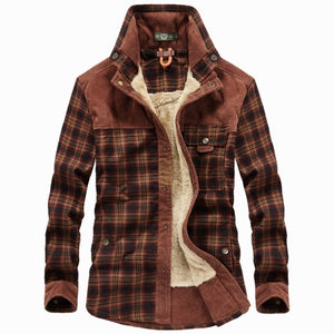 Winter Jacket Men Thicken Warm Fleece Jackets Coats Pure Cotton Plaid Jacket Military Clothes Men Chaquetas Hombre Size M-3XL