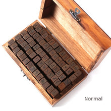 Load image into Gallery viewer, 70pcs DIY Number Alphabet Combination Letter Stamp Diary Ablum Wedding Letter Wood Rubber Stamp Set with Vintage Wooden Box Gift
