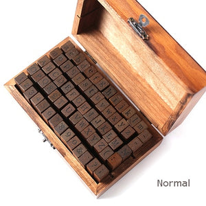 70pcs DIY Number Alphabet Combination Letter Stamp Diary Ablum Wedding Letter Wood Rubber Stamp Set with Vintage Wooden Box Gift