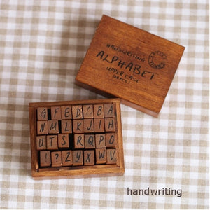 70pcs DIY Number Alphabet Combination Letter Stamp Diary Ablum Wedding Letter Wood Rubber Stamp Set with Vintage Wooden Box Gift