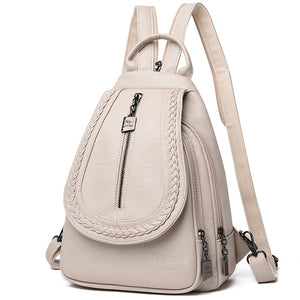 Women Leather Backpacks Zipper Female Chest Bag Sac a Dos Travel Back Pack Ladies Bagpack Mochilas School Bags For Teenage Girls