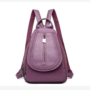 Women Leather Backpacks Zipper Female Chest Bag Sac a Dos Travel Back Pack Ladies Bagpack Mochilas School Bags For Teenage Girls